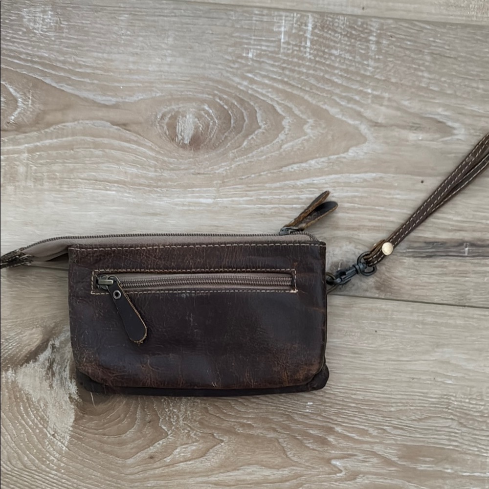 Brown Leather Wristlet